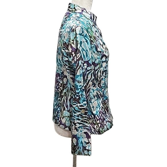 Ruby Rd Womens Button Front Cotton Poly Long Sleeve Jacket Top Multi Size 12 - Picture 2 of 10